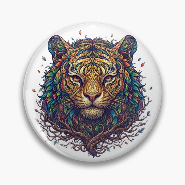 Item preview, Vibrant Botanical Tiger Face Colorful Floral Nature Art designed and sold by KTD28_SHOP.