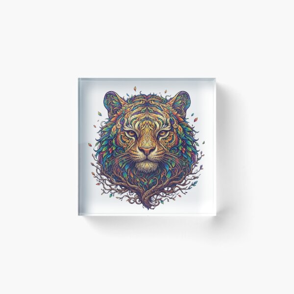 Item preview, Vibrant Botanical Tiger Face Colorful Floral Nature Art designed and sold by KTD28_SHOP.