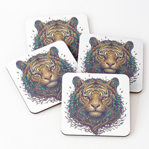 Item preview, Vibrant Botanical Tiger Face Colorful Floral Nature Art designed and sold by KTD28_SHOP.