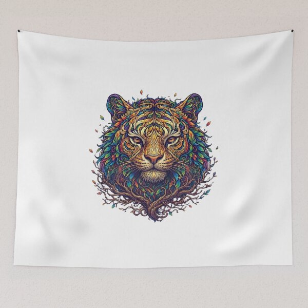 Item preview, Vibrant Botanical Tiger Face Colorful Floral Nature Art designed and sold by KTD28_SHOP.