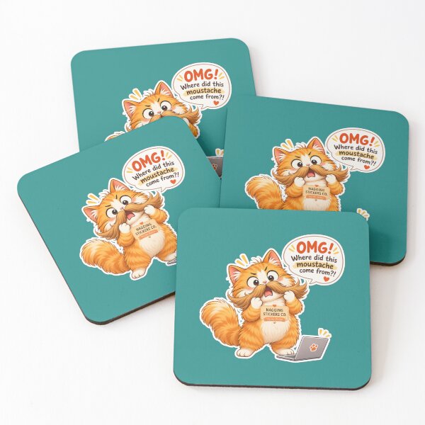 Item preview, NAGGING CAT2 BY NAGGINGSTICKERSCO. OMG! WHERE DID THIS MOUSTACHE COME FROM?!. WORKHAHOLIC COLLECTION | GREEN Edition | No.01 designed and sold by LaMaisonOfMY.