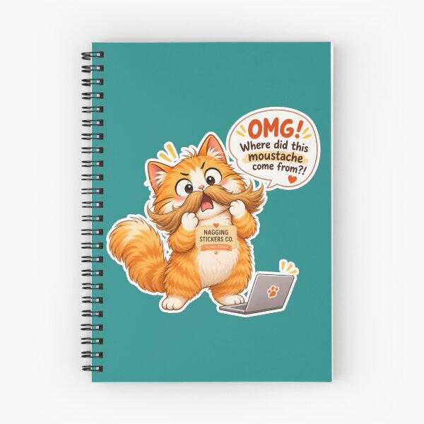 Item preview, NAGGING CAT2 BY NAGGINGSTICKERSCO. OMG! WHERE DID THIS MOUSTACHE COME FROM?!. WORKHAHOLIC COLLECTION | GREEN Edition | No.01 designed and sold by LaMaisonOfMY.
