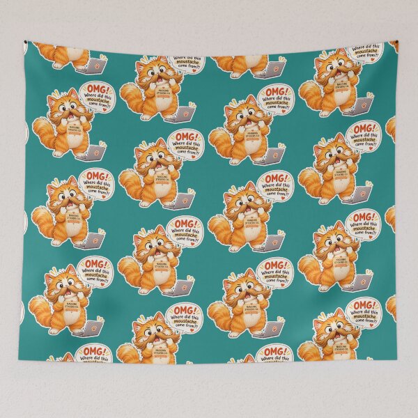 Item preview, NAGGING CAT2 BY NAGGINGSTICKERSCO. OMG! WHERE DID THIS MOUSTACHE COME FROM?!. WORKHAHOLIC COLLECTION | GREEN Edition | No.01 designed and sold by LaMaisonOfMY.