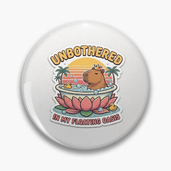 Item preview, Unbothered Capybara In Floating Oasis - Chill Vintage Meme Sticker designed and sold by Humpty143.