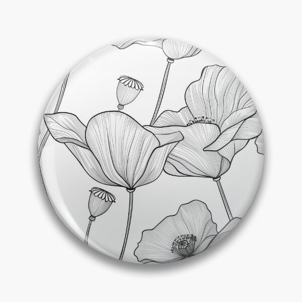Item preview, Minimalist White Line Art Poppies designed and sold by BackTWO.