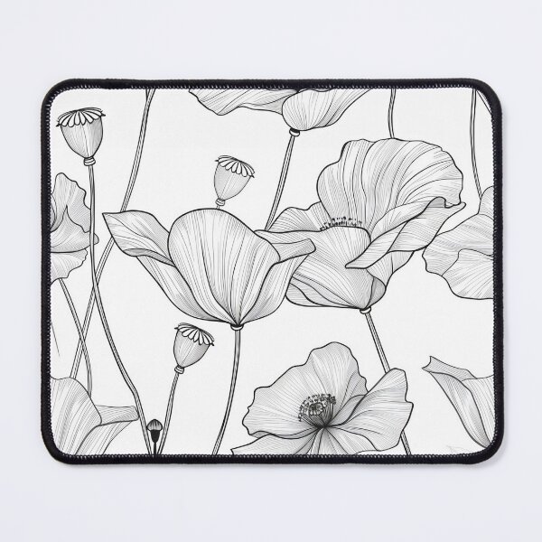 Item preview, Minimalist White Line Art Poppies designed and sold by BackTWO.