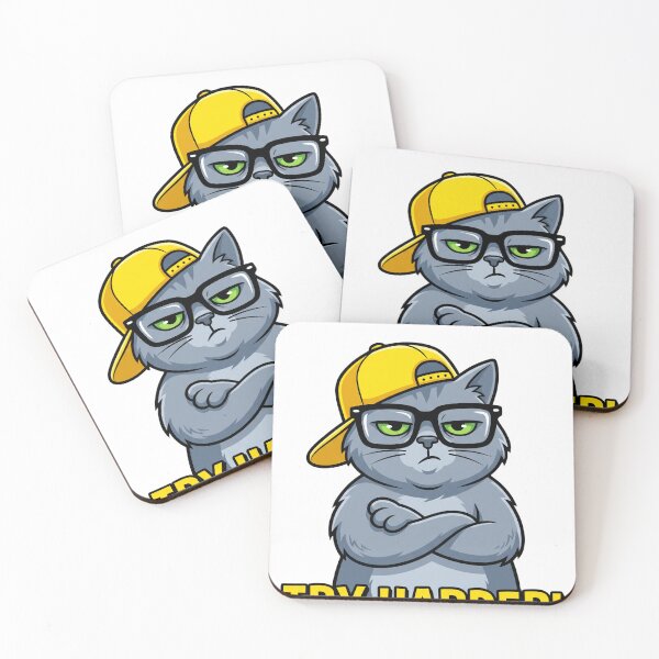 Item preview, Try Harder Grumpy Boss Cat designed and sold by WearTheVibe Store.