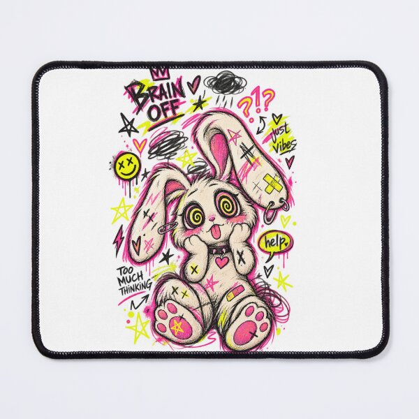 Item preview, Brain Off – Chaotic Y2K Plushie Bunny Design designed and sold by @SHINTOSARTSTORE.