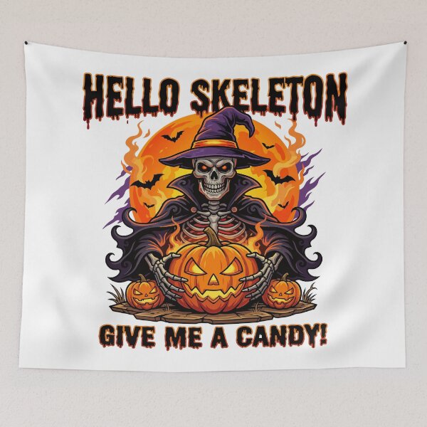 Item preview, Witch Skeleton Pumpkin Halloween Illustration designed and sold by Uglyandcute.