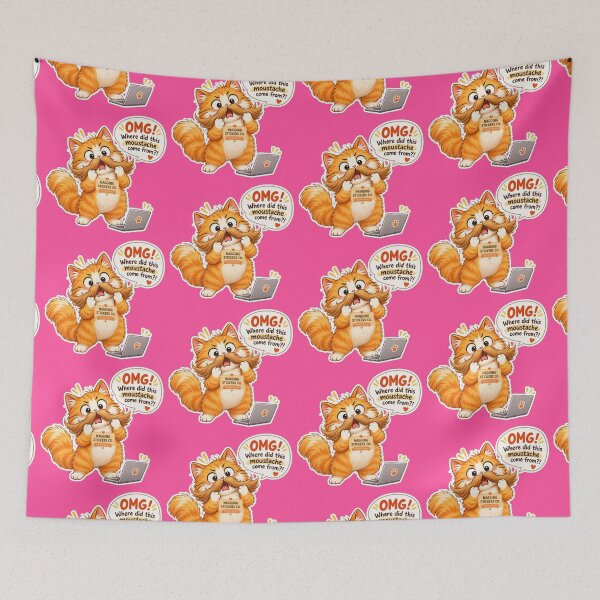 Item preview, NAGGING CAT2 BY NAGGINGSTICKERSCO. OMG! WHERE DID THIS MOUSTACHE COME FROM?!. WORKHAHOLIC COLLECTION | ELECTRIC PINK Edition | No.01 designed and sold by LaMaisonOfMY.