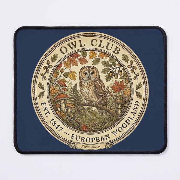 Item preview, Owl Club Vintage Badge European Woodland Art designed and sold by CalmCapy Co.