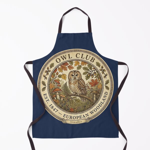 Item preview, Owl Club Vintage Badge European Woodland Art designed and sold by CalmCapy Co.