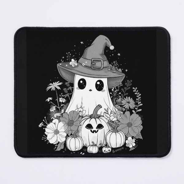 Item preview, Cute Ghost Witch with Pumpkins and Flowers Halloween Art Design designed and sold by inkoutninja.