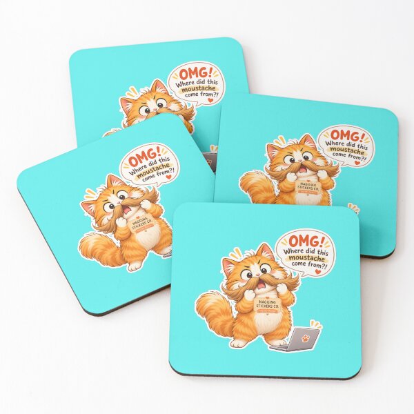 Item preview, NAGGING CAT2 BY NAGGINGSTICKERSCO. OMG! WHERE DID THIS MOUSTACHE COME FROM?!. WORKHAHOLIC COLLECTION | AQUA Edition | No.01 designed and sold by LaMaisonOfMY.