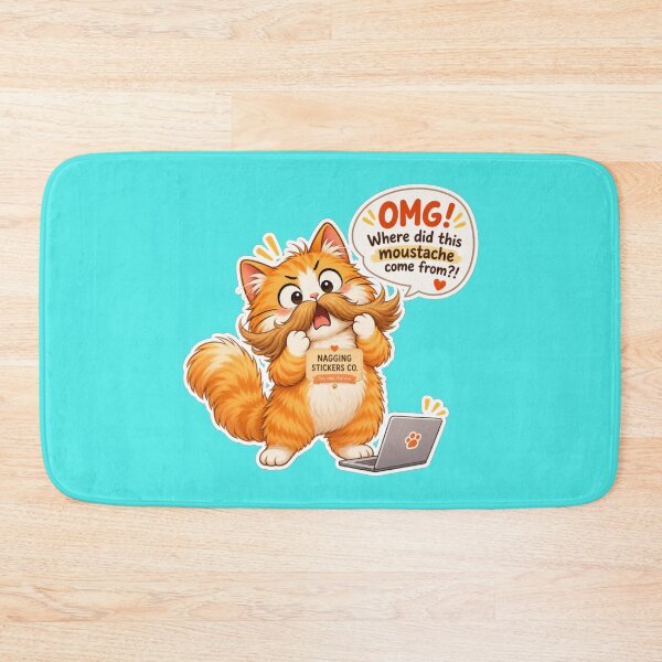 Item preview, NAGGING CAT2 BY NAGGINGSTICKERSCO. OMG! WHERE DID THIS MOUSTACHE COME FROM?!. WORKHAHOLIC COLLECTION | AQUA Edition | No.01 designed and sold by LaMaisonOfMY.