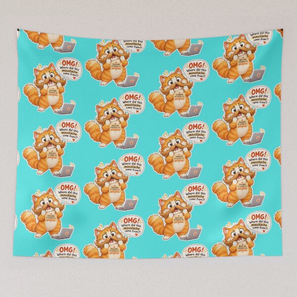 Item preview, NAGGING CAT2 BY NAGGINGSTICKERSCO. OMG! WHERE DID THIS MOUSTACHE COME FROM?!. WORKHAHOLIC COLLECTION | AQUA Edition | No.01 designed and sold by LaMaisonOfMY.