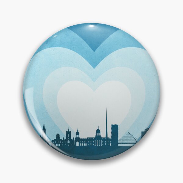 Item preview, Dublin Ireland Skyline Hearts Blue designed and sold by ArtPrints.
