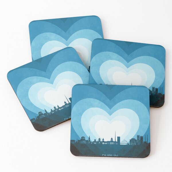 Artikelvorschau, Skyline von Dublin, Irland, Herzen Blau entworfen und verkauft von ArtPrints.