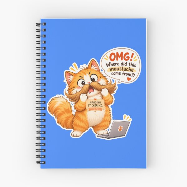 Item preview, NAGGING CAT2 BY NAGGINGSTICKERSCO. OMG! WHERE DID THIS MOUSTACHE COME FROM?!. WORKHAHOLIC COLLECTION | ELECTRIC BLUE Edition | No.01 designed and sold by LaMaisonOfMY.