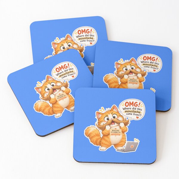 Item preview, NAGGING CAT2 BY NAGGINGSTICKERSCO. OMG! WHERE DID THIS MOUSTACHE COME FROM?!. WORKHAHOLIC COLLECTION | ELECTRIC BLUE Edition | No.01 designed and sold by LaMaisonOfMY.