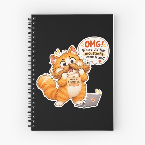 Item preview, NAGGING CAT2 BY NAGGINGSTICKERSCO. OMG! WHERE DID THIS MOUSTACHE COME FROM?!. WORKHAHOLIC COLLECTION | BLACK Edition | No.01 designed and sold by LaMaisonOfMY.