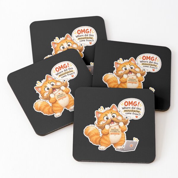 Item preview, NAGGING CAT2 BY NAGGINGSTICKERSCO. OMG! WHERE DID THIS MOUSTACHE COME FROM?!. WORKHAHOLIC COLLECTION | BLACK Edition | No.01 designed and sold by LaMaisonOfMY.