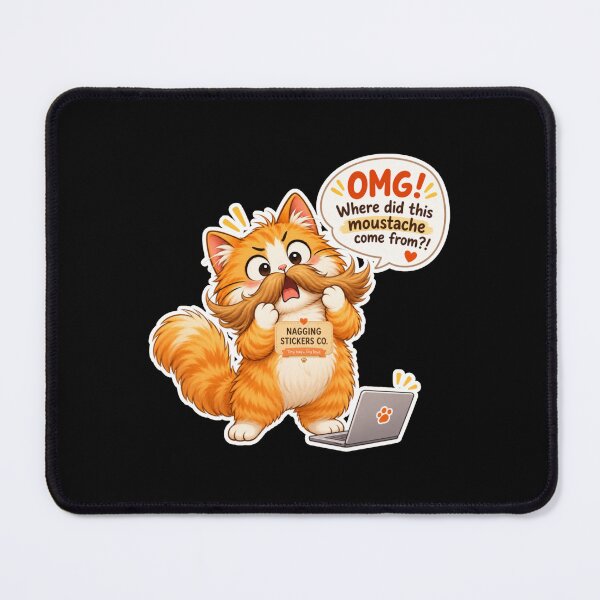 Item preview, NAGGING CAT2 BY NAGGINGSTICKERSCO. OMG! WHERE DID THIS MOUSTACHE COME FROM?!. WORKHAHOLIC COLLECTION | BLACK Edition | No.01 designed and sold by LaMaisonOfMY.