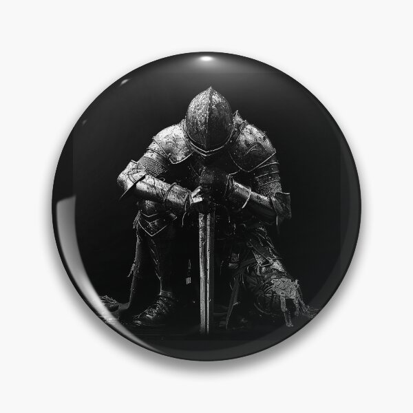 Item preview, Kneeling Medieval Knight with Sword Black and White Gothic Warrior Art Design designed and sold by inkoutninja.