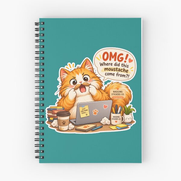 Item preview, NAGGING CAT2 BY NAGGINGSTICKERSCO. OMG! WHERE DID THIS MOUSTACHE COME FROM?!. WORKHAHOLIC COLLECTION | GREEN Edition | No.02 designed and sold by LaMaisonOfMY.