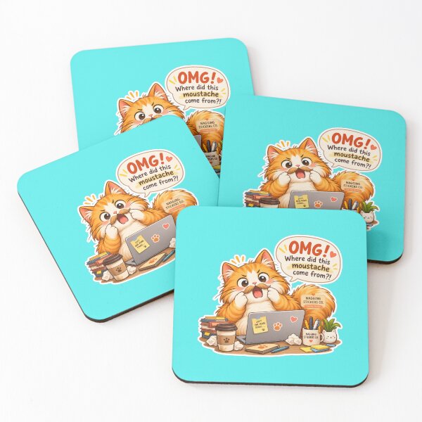 Item preview, NAGGING CAT2 BY NAGGINGSTICKERSCO. OMG! WHERE DID THIS MOUSTACHE COME FROM?!. WORKHAHOLIC COLLECTION | AQUA Edition | No.02 designed and sold by LaMaisonOfMY.