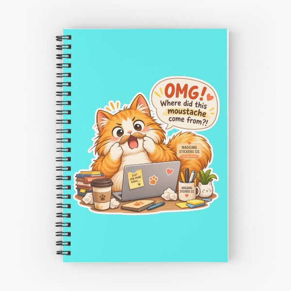 Item preview, NAGGING CAT2 BY NAGGINGSTICKERSCO. OMG! WHERE DID THIS MOUSTACHE COME FROM?!. WORKHAHOLIC COLLECTION | AQUA Edition | No.02 designed and sold by LaMaisonOfMY.
