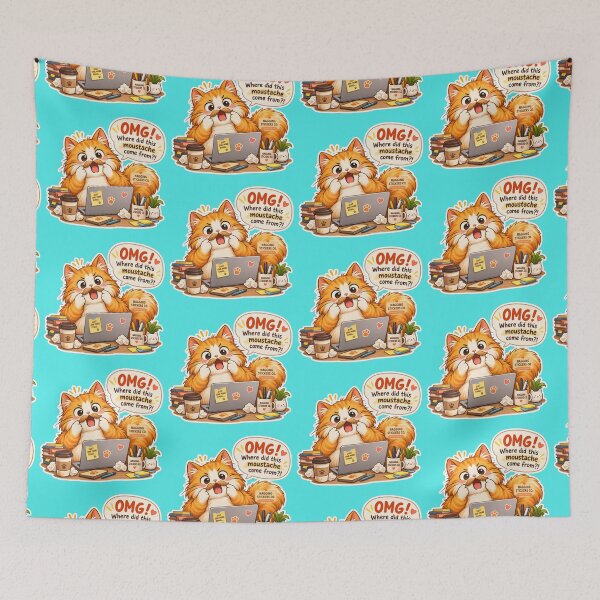 Item preview, NAGGING CAT2 BY NAGGINGSTICKERSCO. OMG! WHERE DID THIS MOUSTACHE COME FROM?!. WORKHAHOLIC COLLECTION | AQUA Edition | No.02 designed and sold by LaMaisonOfMY.