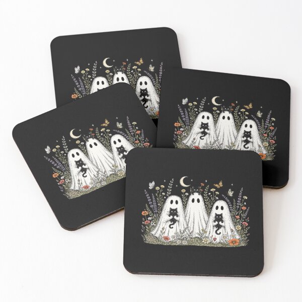 Item preview, Cottagecore Ghosts with Black Kittens Wildflower Halloween designed and sold by VioletNance.