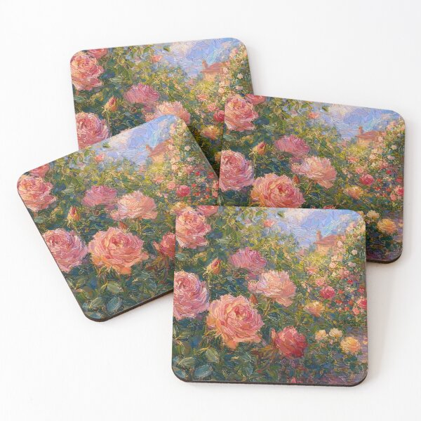 Item preview, Blooming Roses Impressionist Garden Painting designed and sold by ArtAmbience.