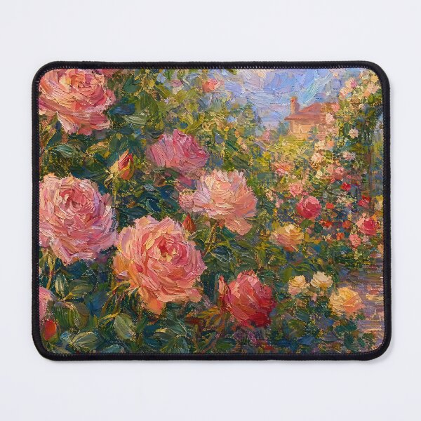 Item preview, Blooming Roses Impressionist Garden Painting designed and sold by ArtAmbience.