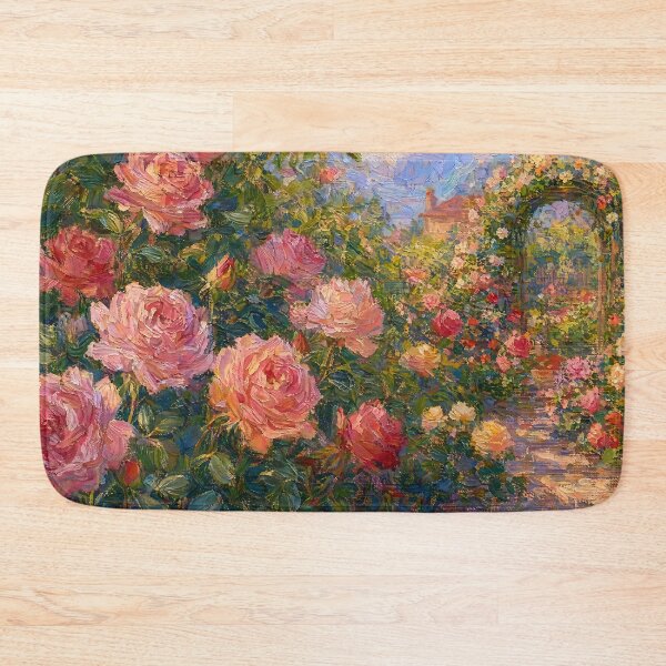Item preview, Blooming Roses Impressionist Garden Painting designed and sold by ArtAmbience.