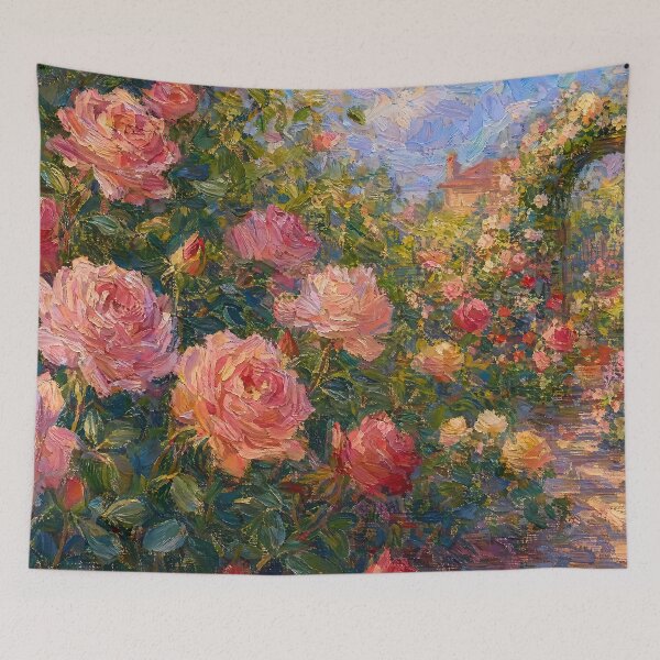 Item preview, Blooming Roses Impressionist Garden Painting designed and sold by ArtAmbience.