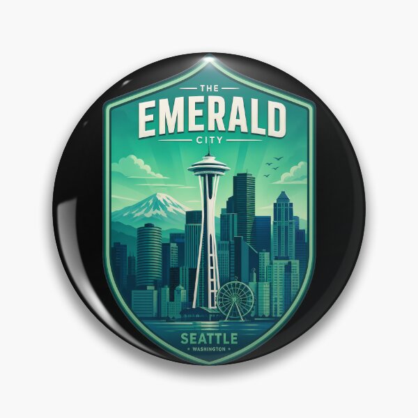 Item preview, The Emerald City Seattle Washington Cityscape designed and sold by FrontierCosmic.