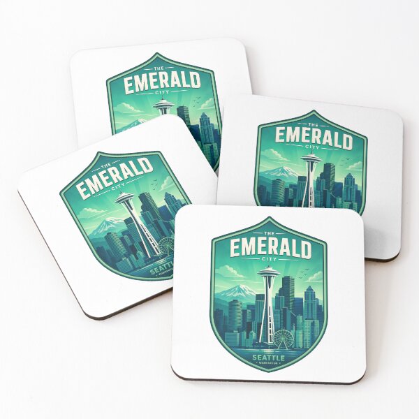 Item preview, The Emerald City Seattle Washington Cityscape designed and sold by FrontierCosmic.
