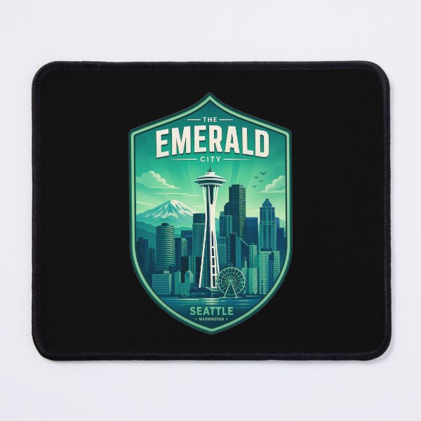 Item preview, The Emerald City Seattle Washington Cityscape designed and sold by FrontierCosmic.