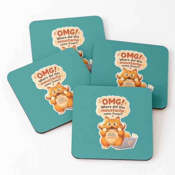 Item preview, NAGGING CAT2 BY NAGGINGSTICKERSCO. OMG! WHERE DID THIS MOUSTACHE COME FROM?!. WORKHAHOLIC COLLECTION | GREEN Edition | No.03 designed and sold by LaMaisonOfMY.