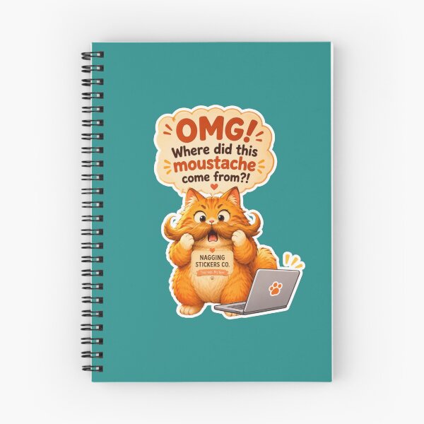 Item preview, NAGGING CAT2 BY NAGGINGSTICKERSCO. OMG! WHERE DID THIS MOUSTACHE COME FROM?!. WORKHAHOLIC COLLECTION | GREEN Edition | No.03 designed and sold by LaMaisonOfMY.