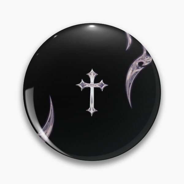 Item preview, Cyber Sigilism Heart Cross - Y2K Metallic Grunge Aesthetic Art designed and sold by BrontesWhimsyStore.