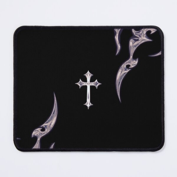 Item preview, Cyber Sigilism Heart Cross - Y2K Metallic Grunge Aesthetic Art designed and sold by BrontesWhimsyStore.