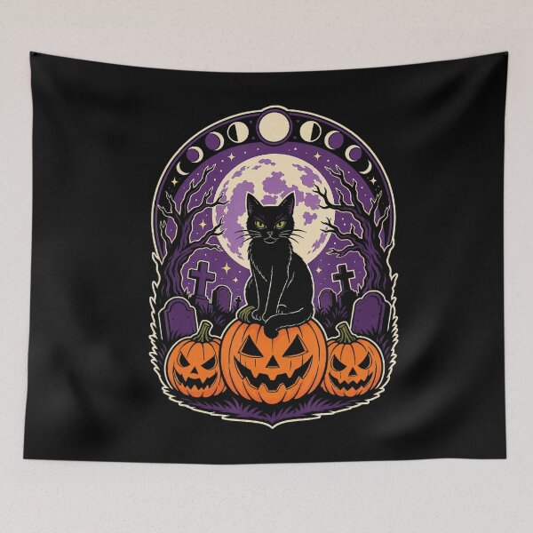 Item preview, Black Cat Full Moon Graveyard Gothic Halloween designed and sold by VioletNance.