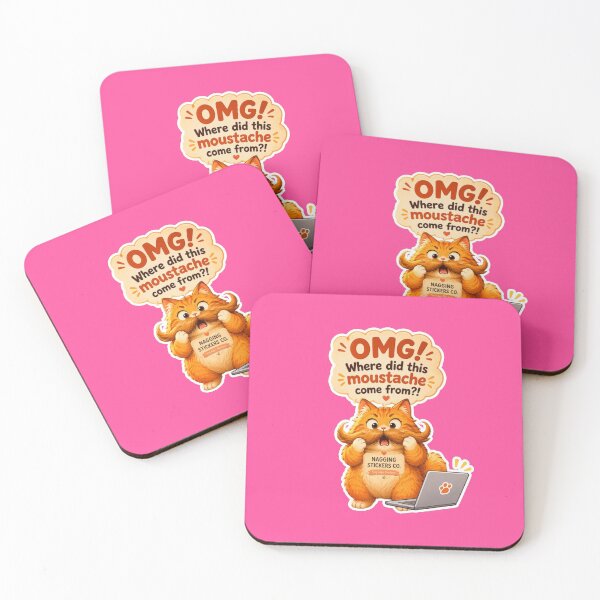 Item preview, NAGGING CAT2 BY NAGGINGSTICKERSCO. OMG! WHERE DID THIS MOUSTACHE COME FROM?!. WORKHAHOLIC COLLECTION | ELECTRIC PINK Edition | No.03 designed and sold by LaMaisonOfMY.