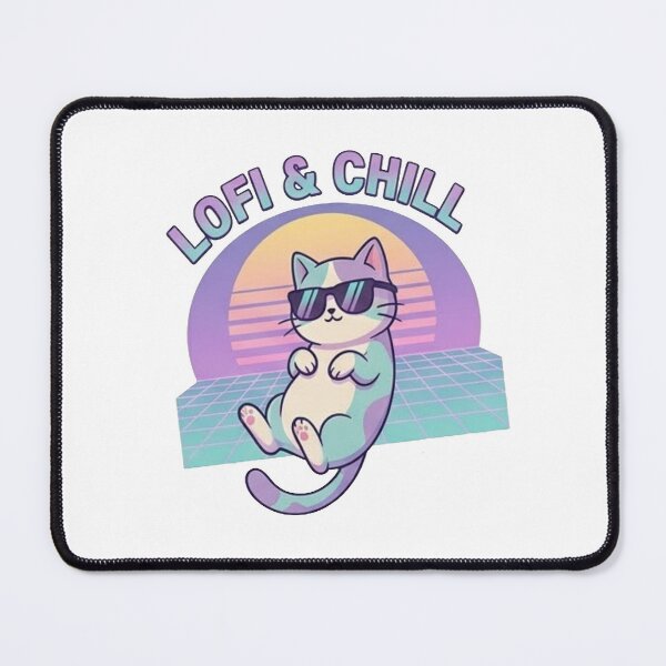Item preview, Lofi and Chill Synthwave Cat Wearing Sunglasses designed and sold by MaafiaArtsThai.
