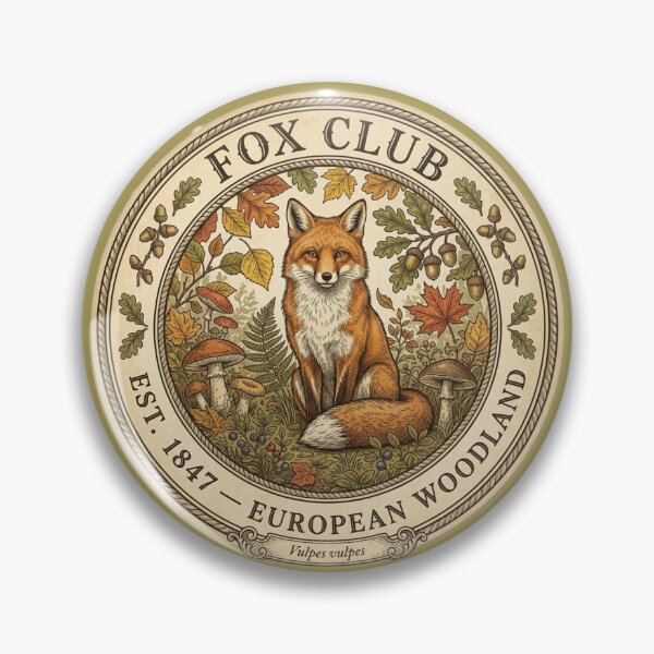 Item preview, Fox Club Vintage Badge European Woodland Art designed and sold by CalmCapy Co.