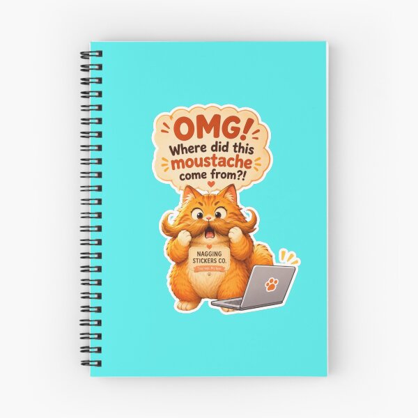 Item preview, NAGGING CAT2 BY NAGGINGSTICKERSCO. OMG! WHERE DID THIS MOUSTACHE COME FROM?!. WORKHAHOLIC COLLECTION | AQUA Edition | No.03 designed and sold by LaMaisonOfMY.