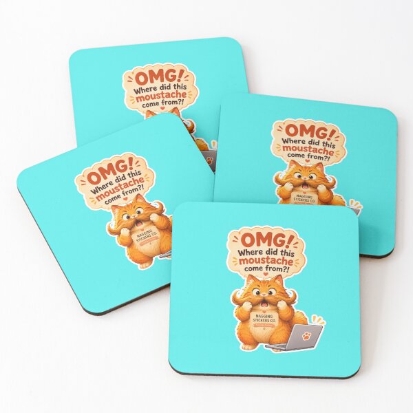 Item preview, NAGGING CAT2 BY NAGGINGSTICKERSCO. OMG! WHERE DID THIS MOUSTACHE COME FROM?!. WORKHAHOLIC COLLECTION | AQUA Edition | No.03 designed and sold by LaMaisonOfMY.
